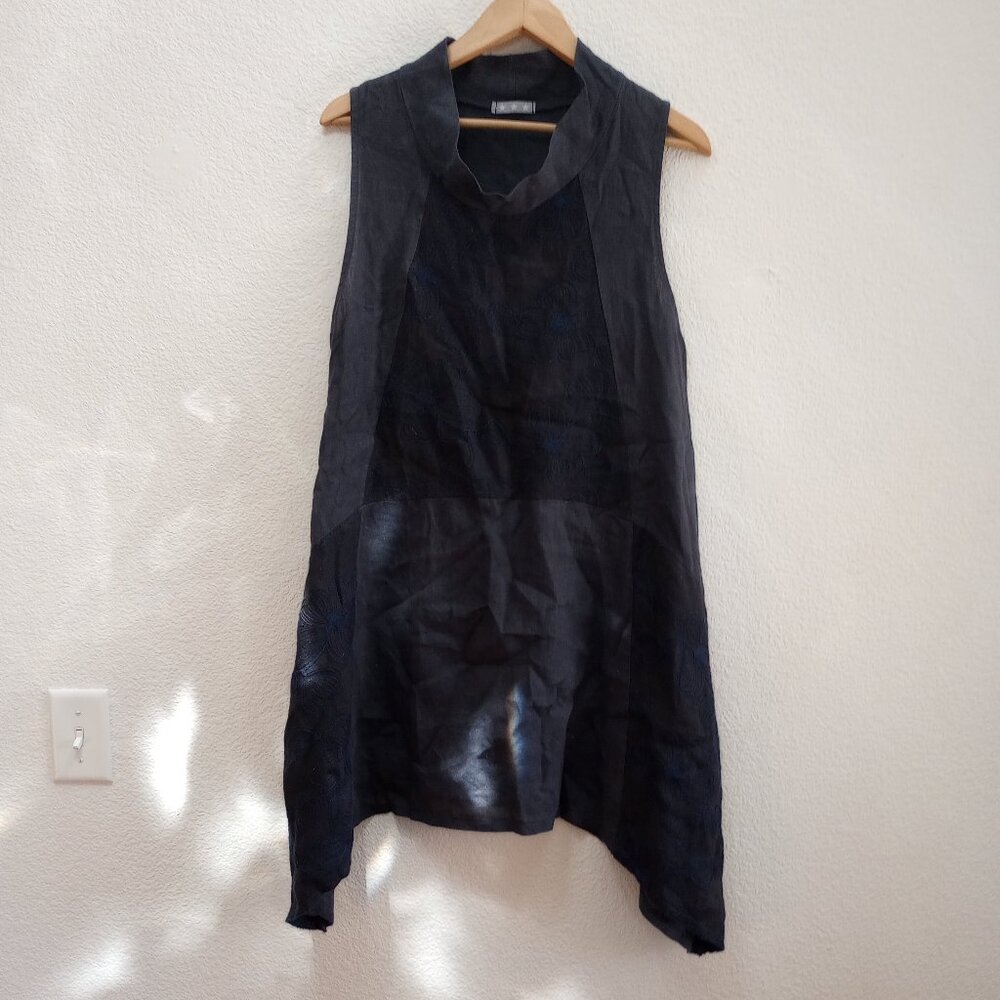 Made In Italy Sleeveless Linen Purple Tunic Top